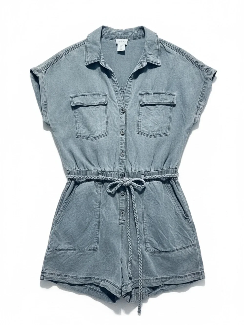 Nicole Miller New York Linen Lyocell Utility Romper – Medium